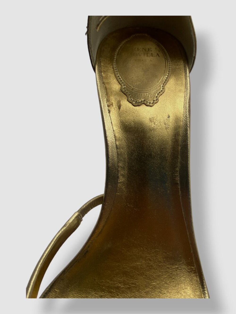 $1495 Rene Caovilla Women's Gold Embellished Metallic Leather Sandal Shoes 42 - Picture 7 of 12
